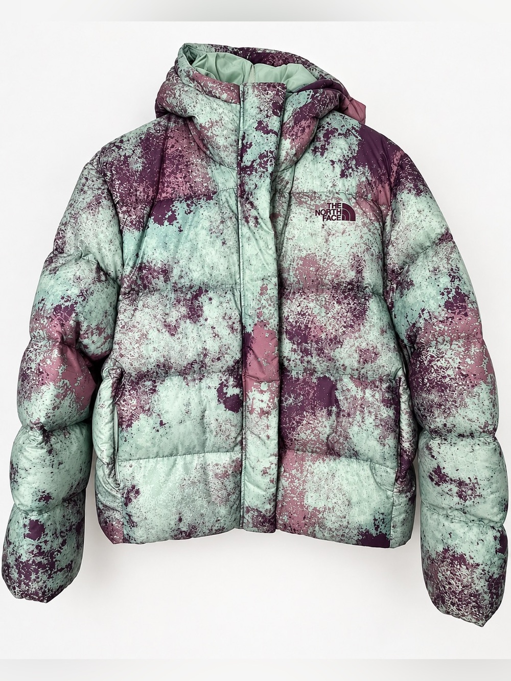 The North Face Women’s L Abstract Print Down Puffer Hooded Jacket